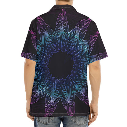 Purple And Teal Dark Mandala Print Aloha Shirt