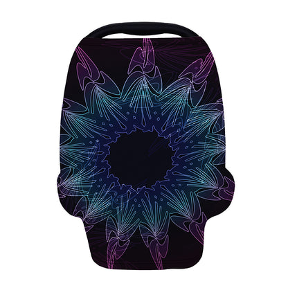 Purple And Teal Dark Mandala Print Baby Seat Cover