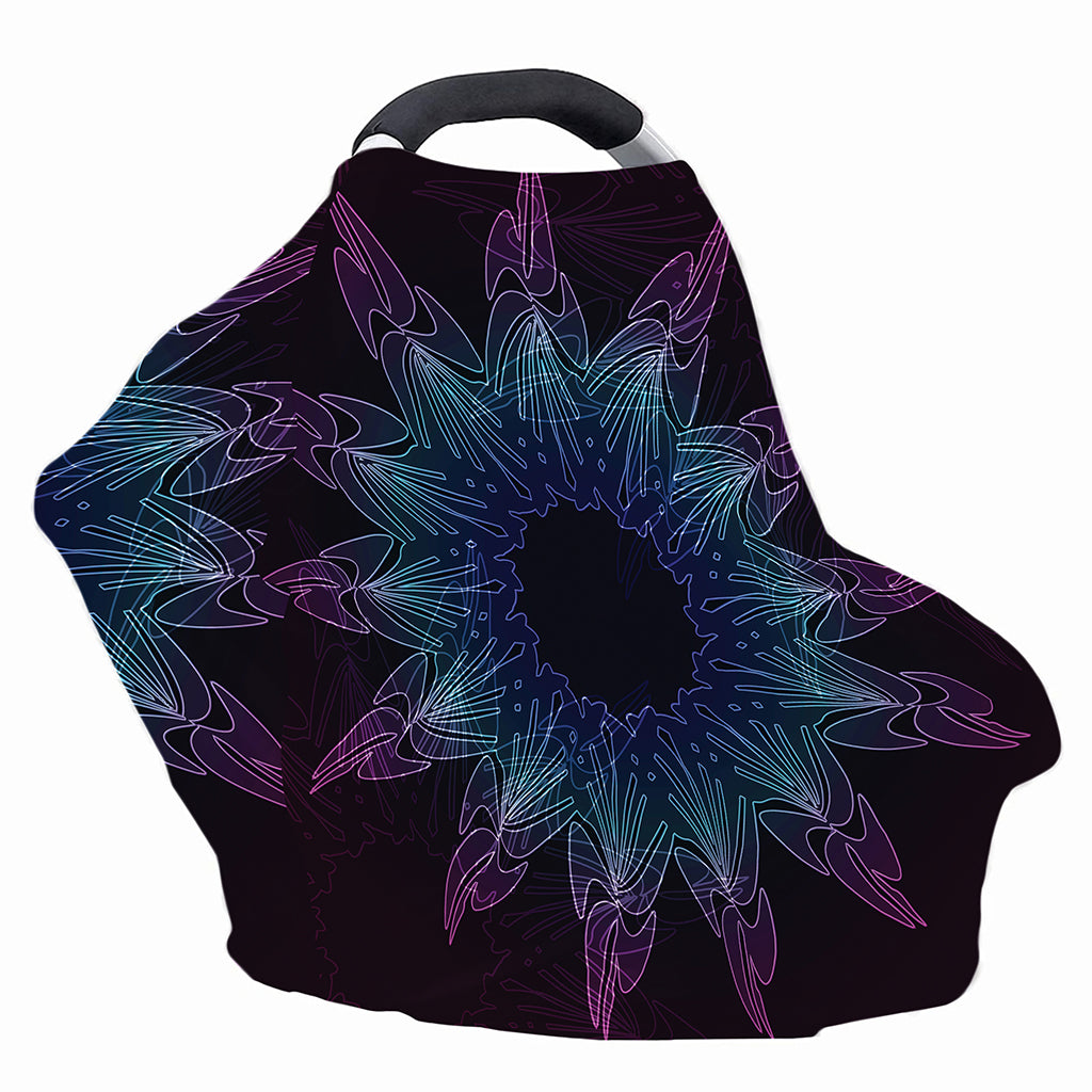Purple And Teal Dark Mandala Print Baby Seat Cover