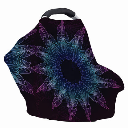 Purple And Teal Dark Mandala Print Baby Seat Cover