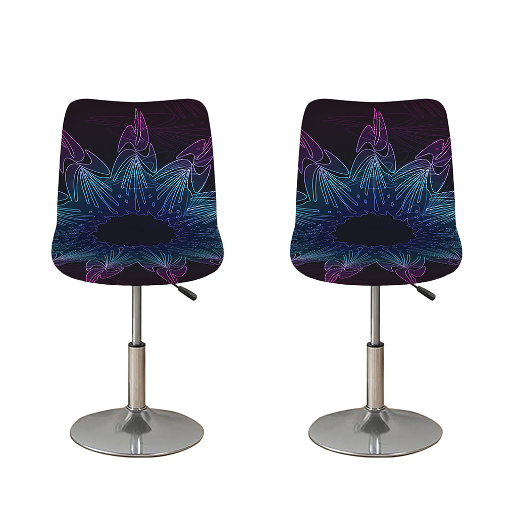 Purple And Teal Dark Mandala Print Bar Stool Covers