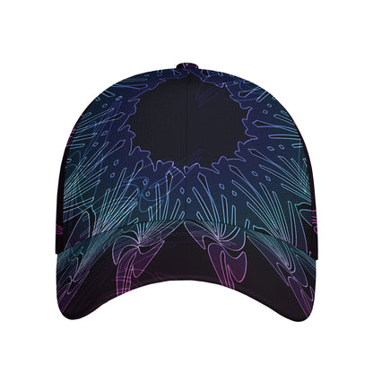 Purple And Teal Dark Mandala Print Baseball Cap