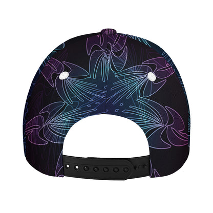 Purple And Teal Dark Mandala Print Baseball Cap