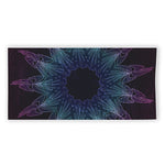 Purple And Teal Dark Mandala Print Beach Towel