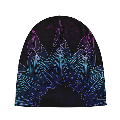 Purple And Teal Dark Mandala Print Beanie
