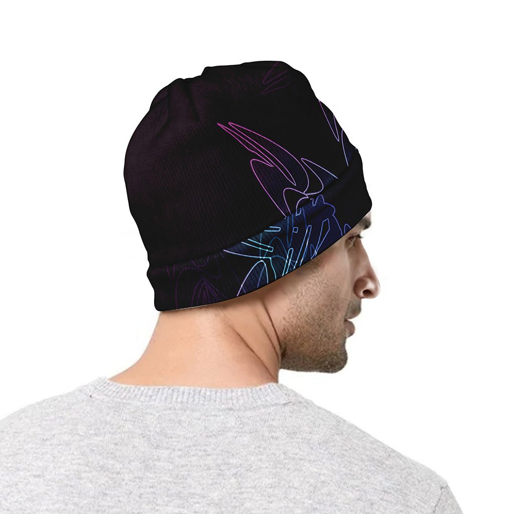 Purple And Teal Dark Mandala Print Beanie