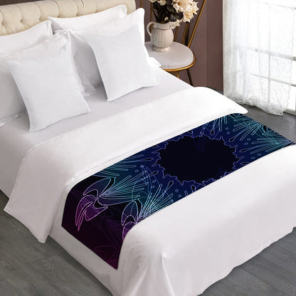 Purple And Teal Dark Mandala Print Bed Runner