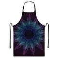Purple And Teal Dark Mandala Print Bib Apron With Pocket
