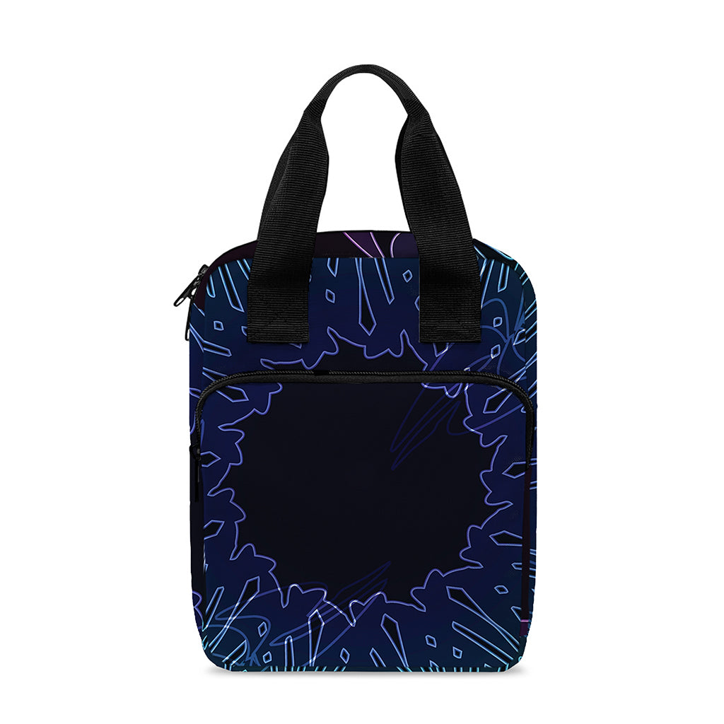 Purple And Teal Dark Mandala Print Bible Tote Bag