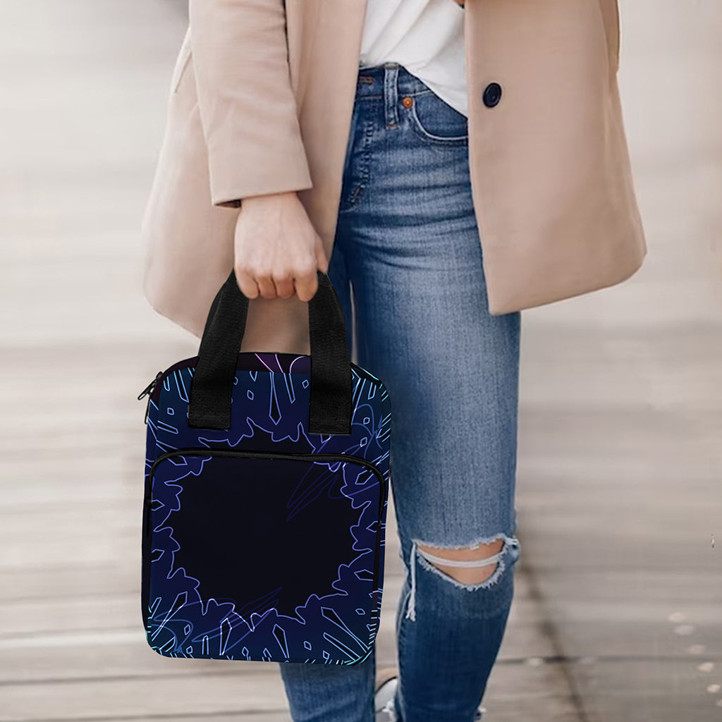 Purple And Teal Dark Mandala Print Bible Tote Bag