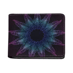 Purple And Teal Dark Mandala Print Bifold Wallet