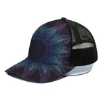 Purple And Teal Dark Mandala Print Black Mesh Trucker Cap