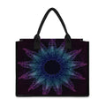 Purple And Teal Dark Mandala Print Canvas Tote Bag