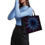 Purple And Teal Dark Mandala Print Canvas Tote Bag