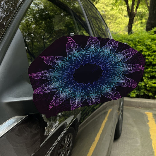 Purple And Teal Dark Mandala Print Car Side Mirror Covers
