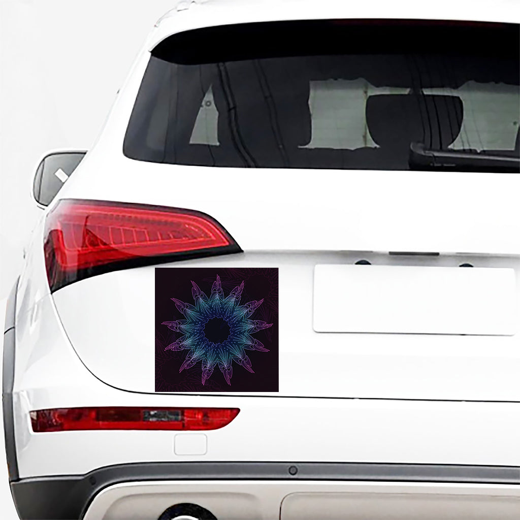 Purple And Teal Dark Mandala Print Car Sticker
