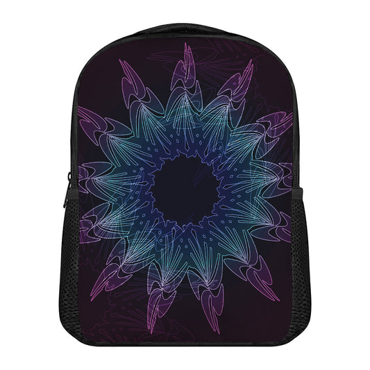 Purple And Teal Dark Mandala Print Casual Backpack