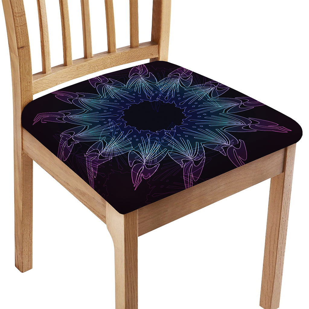 Purple And Teal Dark Mandala Print Chair Cushion Cover