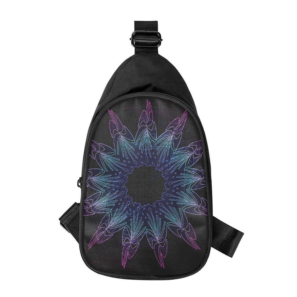 Purple And Teal Dark Mandala Print Chest Bag