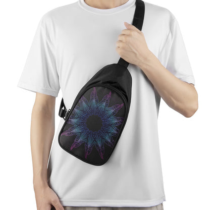 Purple And Teal Dark Mandala Print Chest Bag