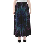 Purple And Teal Dark Mandala Print Chiffon Maxi Skirt