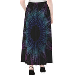 Purple And Teal Dark Mandala Print Chiffon Maxi Skirt