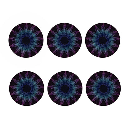 Purple And Teal Dark Mandala Print Coaster Set