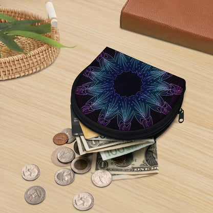 Purple And Teal Dark Mandala Print Coin Purse