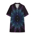 Purple And Teal Dark Mandala Print Cotton Hawaiian Shirt