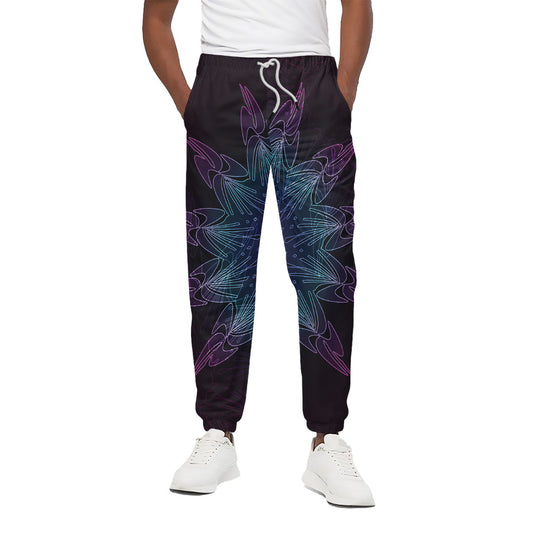 Purple And Teal Dark Mandala Print Cotton Pants
