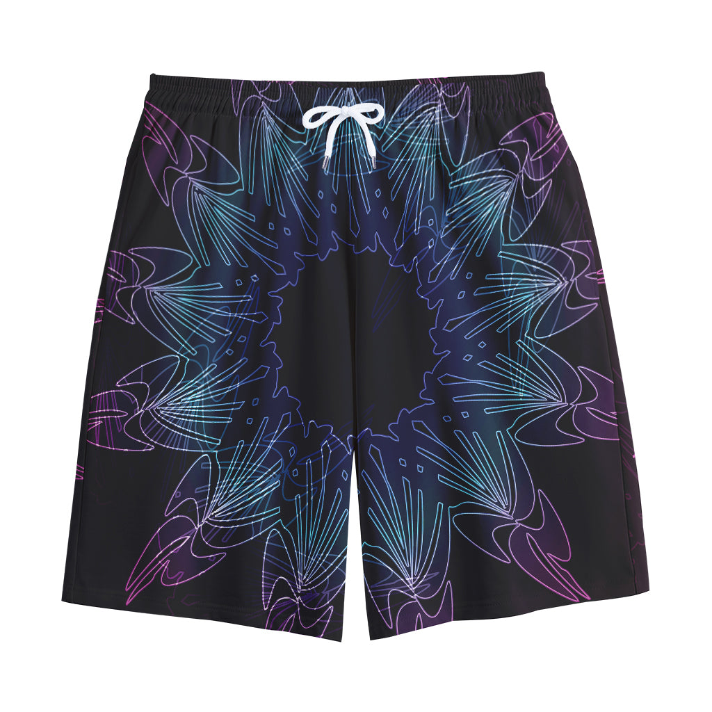 Purple And Teal Dark Mandala Print Cotton Shorts