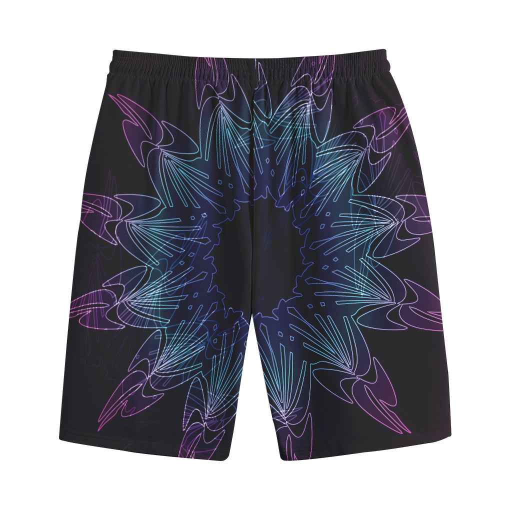 Purple And Teal Dark Mandala Print Cotton Shorts