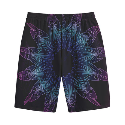 Purple And Teal Dark Mandala Print Cotton Shorts