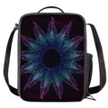 Purple And Teal Dark Mandala Print Crossbody Lunch Bag