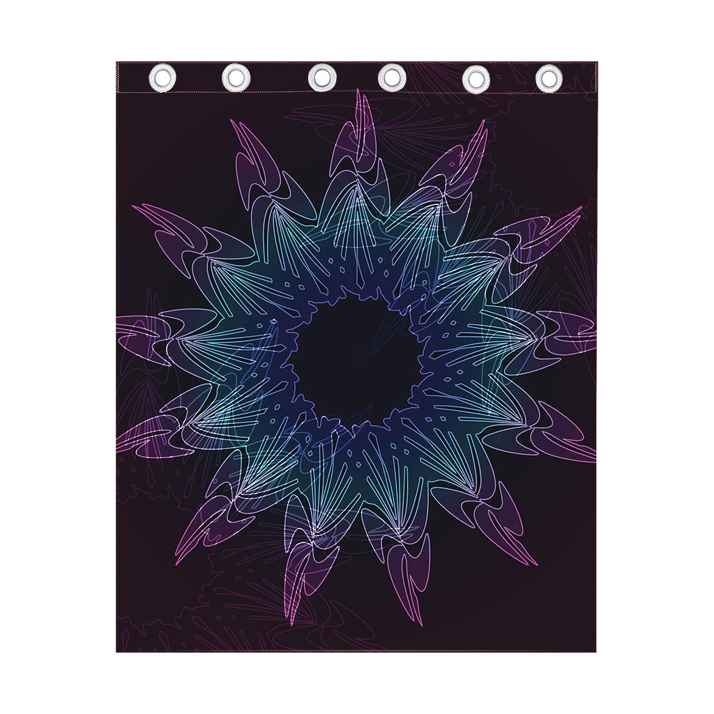 Purple And Teal Dark Mandala Print Curtain