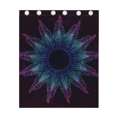 Purple And Teal Dark Mandala Print Curtain