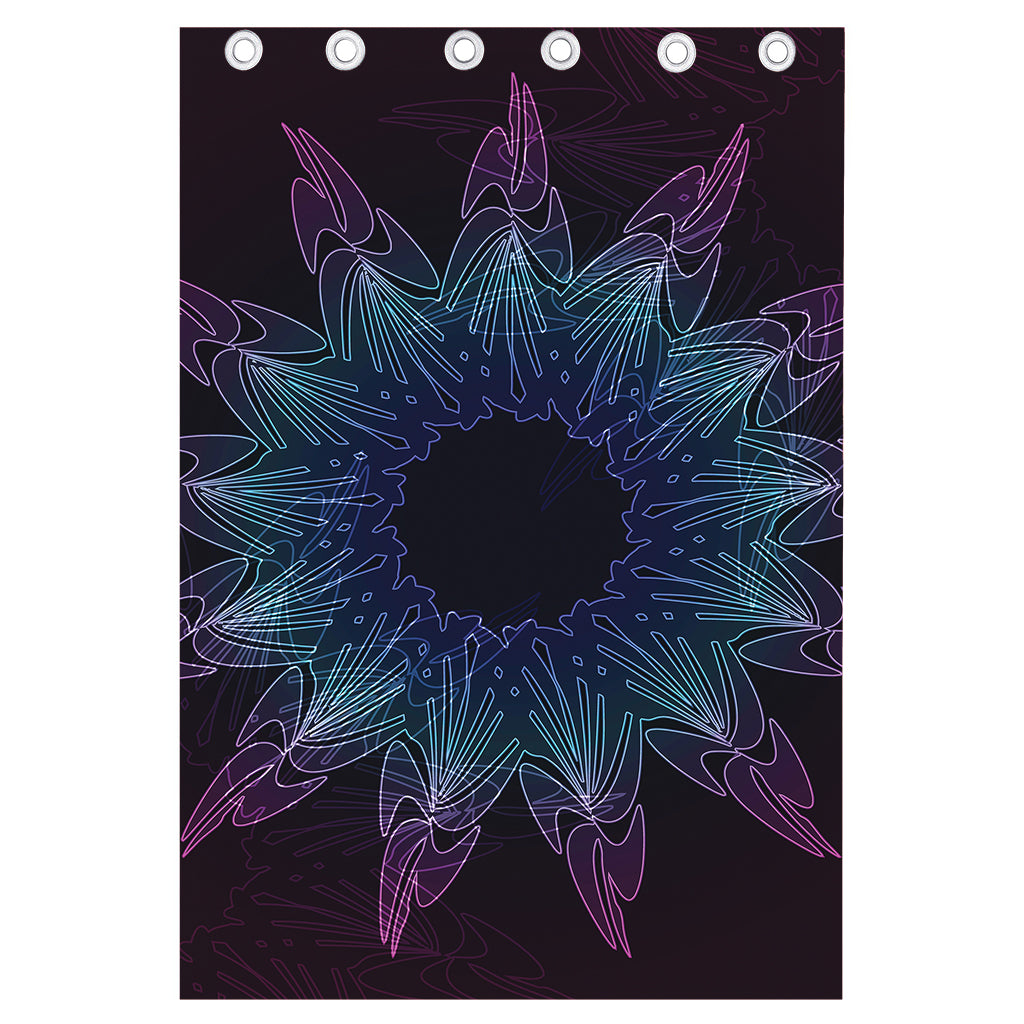 Purple And Teal Dark Mandala Print Curtain