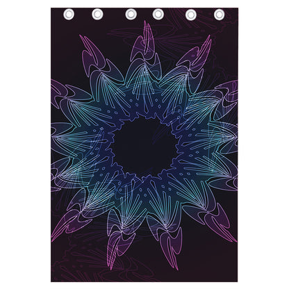 Purple And Teal Dark Mandala Print Curtain