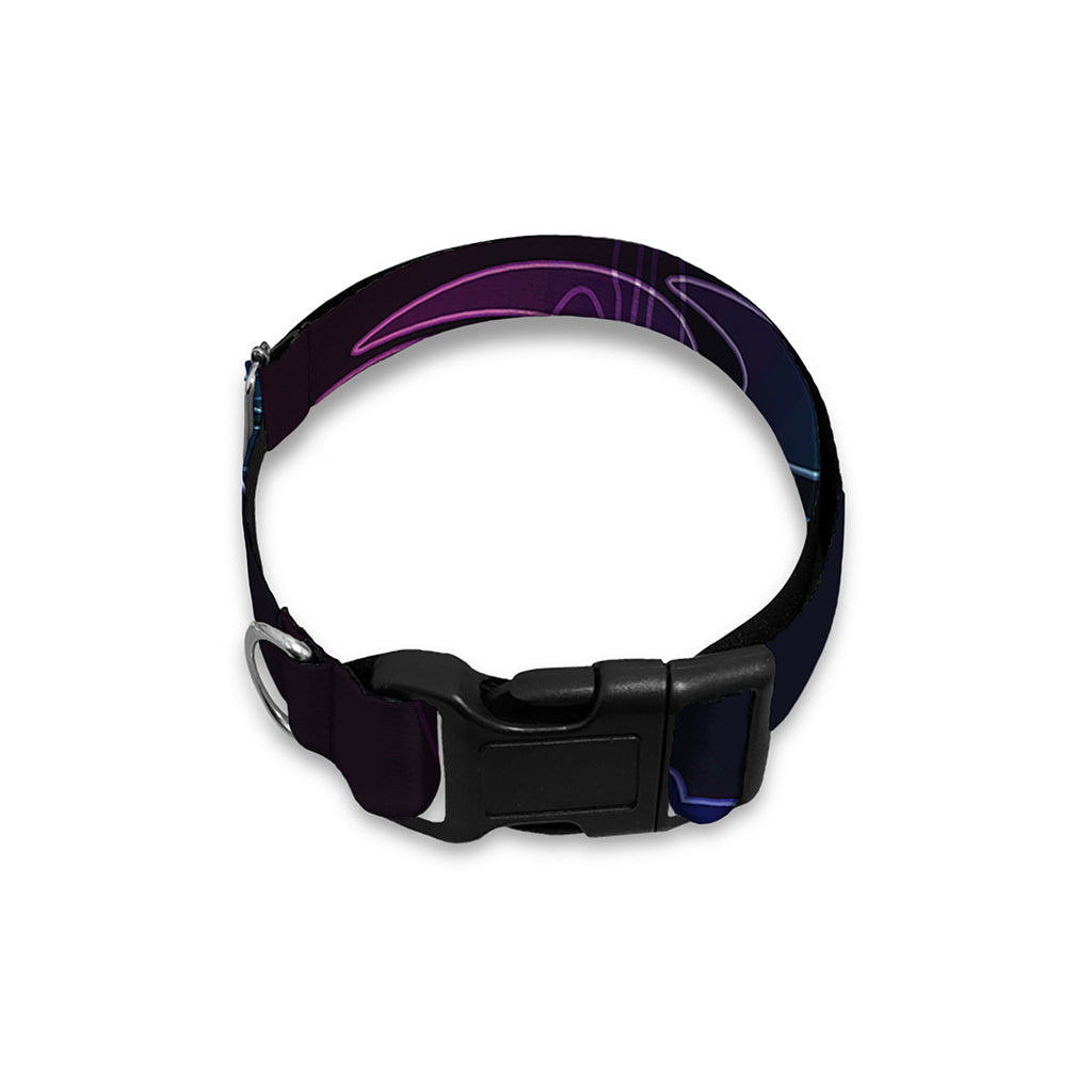 Purple And Teal Dark Mandala Print Dog Collar