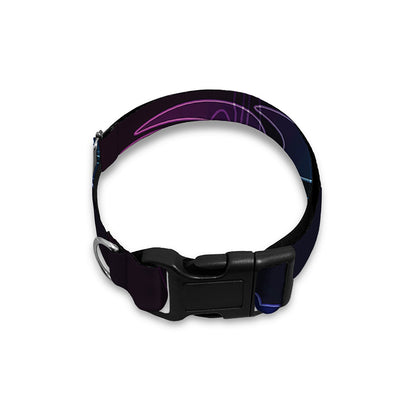 Purple And Teal Dark Mandala Print Dog Collar