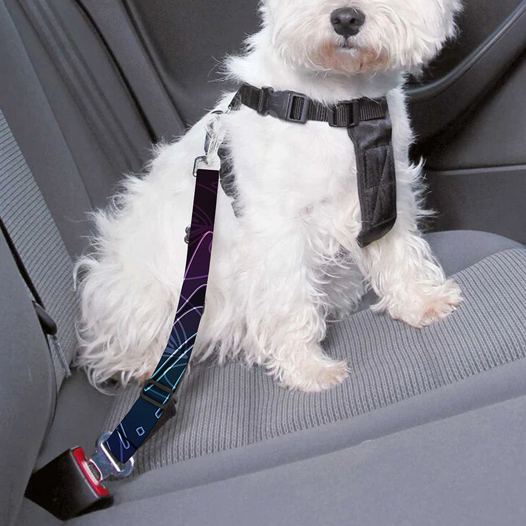 Purple And Teal Dark Mandala Print Dog Seat Belt