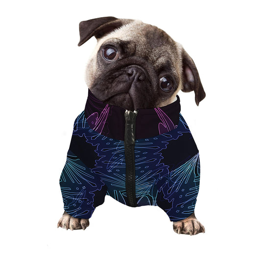 Purple And Teal Dark Mandala Print Dog Zip Up Jacket