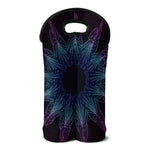 Purple And Teal Dark Mandala Print Double Neoprene Wine Tote