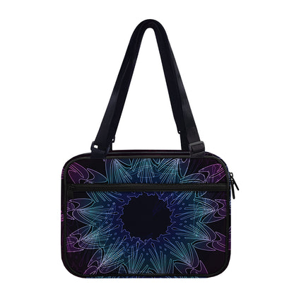 Purple And Teal Dark Mandala Print Double Strap Bible Bag