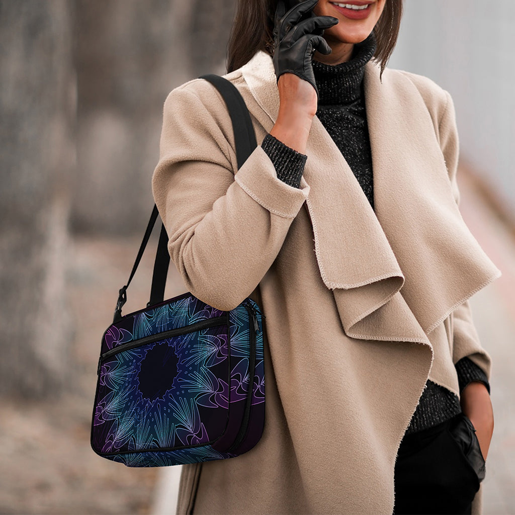 Purple And Teal Dark Mandala Print Double Strap Bible Bag