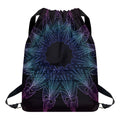 Purple And Teal Dark Mandala Print Drawstring Backpack