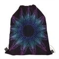 Purple And Teal Dark Mandala Print Drawstring Bag