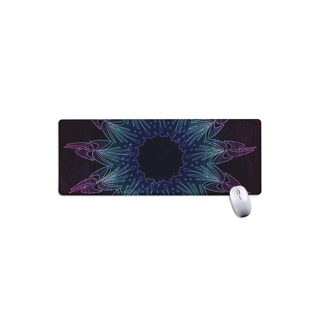 Purple And Teal Dark Mandala Print Extended Mouse Pad