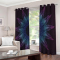 Purple And Teal Dark Mandala Print Extra Wide Grommet Curtains