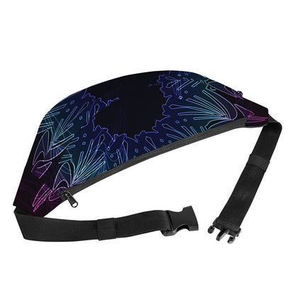 Purple And Teal Dark Mandala Print Fanny Pack